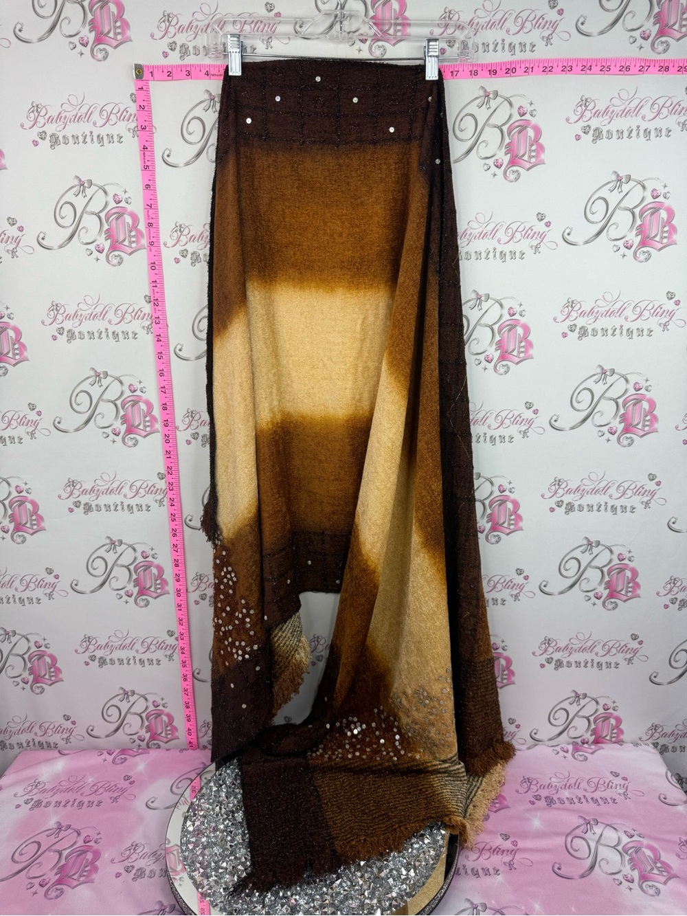 Scarf or wrap sequins sparkly Embellished Ombre Brown & Tan Wrap Scarf